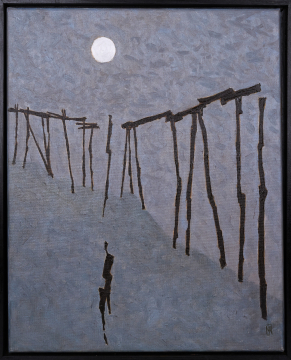 Blue Moon 2020 | Nathan Richardson | Öl auf Leinwand 50x40 mit schwarzem Schattenfugenrahmen aus Holz